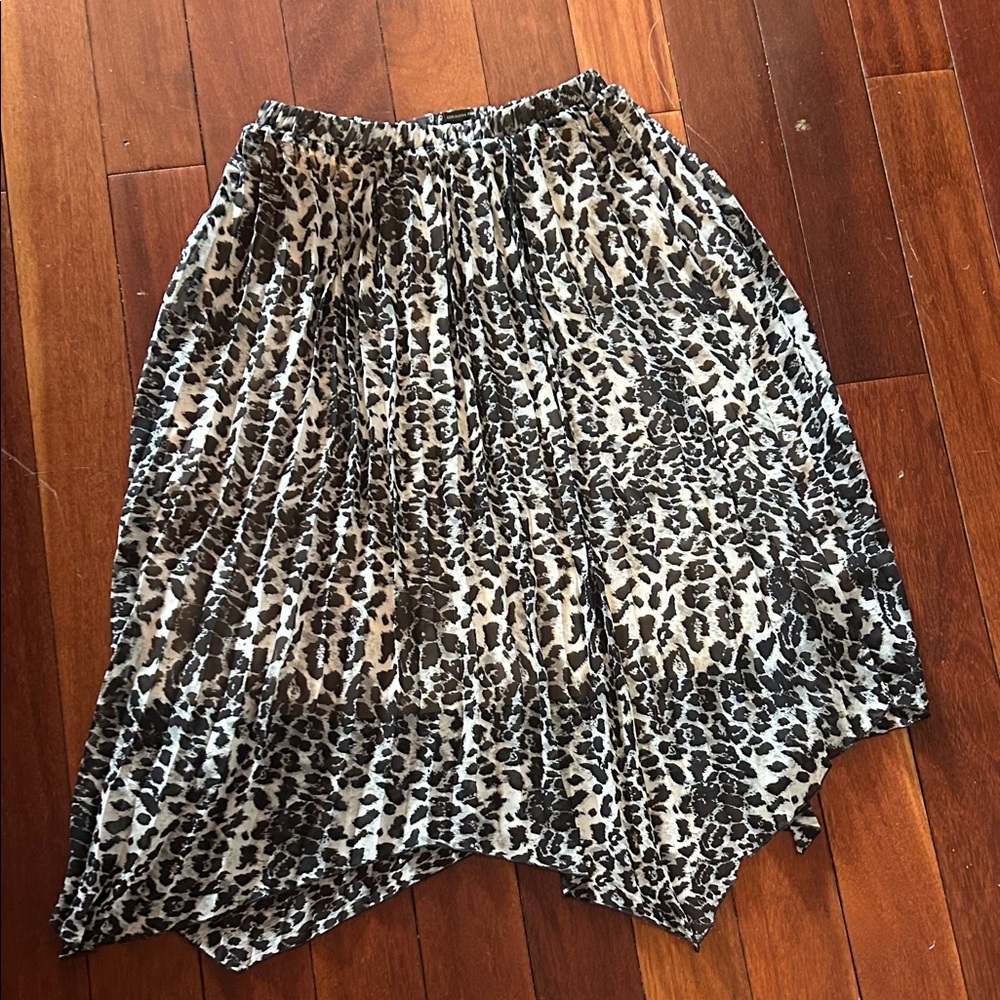 Adrianna Papell Asymmetrical Animal Print Skirt
